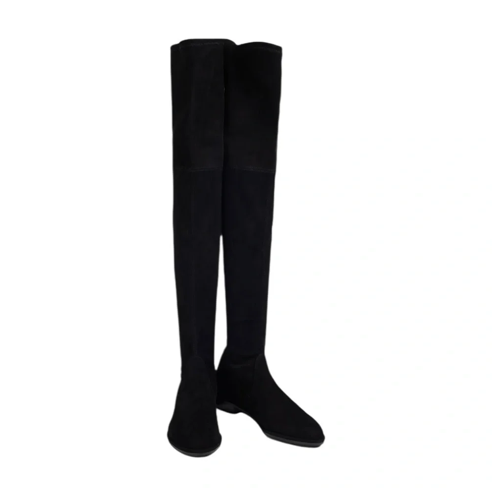 STUART WEITZMAN Suede Lowland over-the-knee Low Heel Boots Black Size 9.5